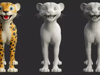 Stylized Cheetah Low-poly 3D model