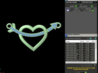 light weight yellow gold  diamond pendent -DOC-P8079 3D print model
