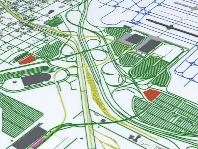 Atlanta ATL Hartsfield Jackson Airport Roads Buildings Pub Trans 3D model