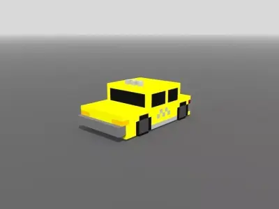 voxel taxi Low-poly 3D model