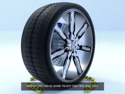 ORTAS CAR RIM 41-42 GAME READY RIM TIRE AND DISC 3D Model Pack