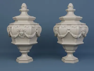 Detailed Models of Decorated Vases and Urns 3D Model Collection
