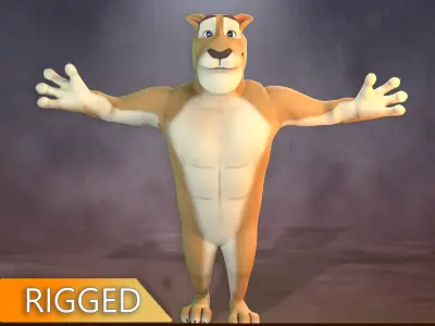 Stylized Lion Rigged Low-poly 3D model