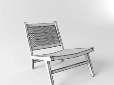 West Elm Wood Rope Lounge Chair 3D model