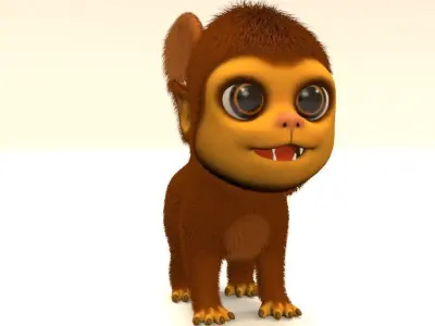 cartoon monkey Low-poly 3D model