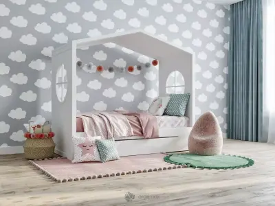 Children bed with decor 3D model