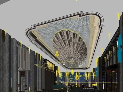 Lobby luxury hotel in beijing 3D model