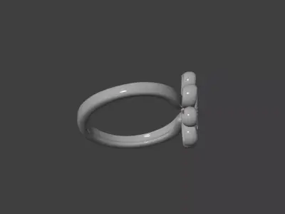 Pink Diamond Flower Ring  3D print model