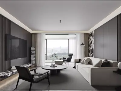 Modern living room dining room interior scenes 165 3D model