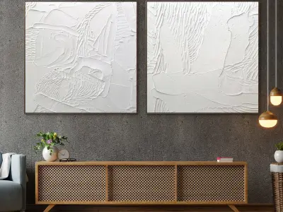 Plaster two square photo frames 14 Low-poly 3D model