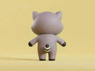 Cartoon Raccoon  Character Chibi Kawaii  Low-poly 3D model