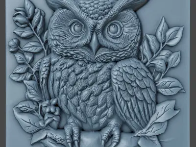Owl Relief for CNC and 3D Printing 3D print model