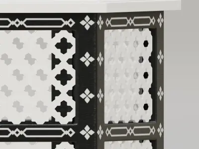 Hexagonal ornate Moroccan table 03 3D model