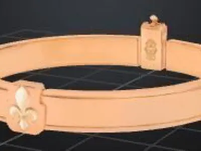 Fleur Gold Bracelet  Minimalist Royal Jewelry  18k Rose Gold 3D print model