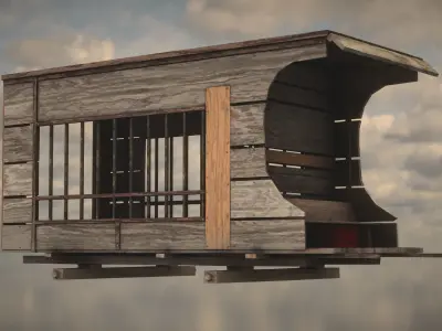 Western Wagon Low-poly 3D model