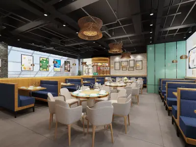 Hong kong restaurant Low-poly 3D model