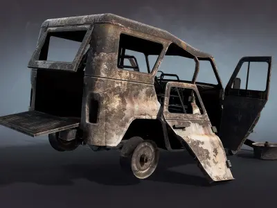 UAZ-3151 Burnt Low-poly 3D model
