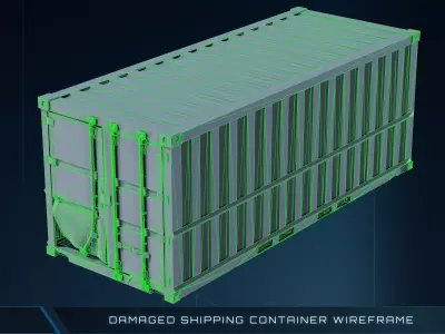 Damaged Shipping Container Game ready PBR - Unreal Shader Low-poly 3D model