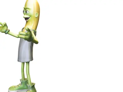 Cartoon Banana Character Low-poly 3D model