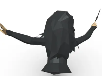 Bellatrix low poly harry potter with wand 3D print model