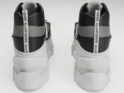 Sneakers Swear on platform Black Low-poly 3D model