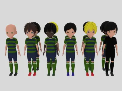 Soccer Team Low-poly 3D model