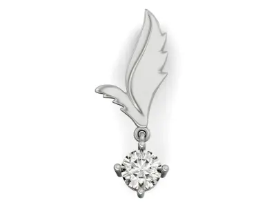  elegant leaf pendant with diamond stone 3D print model