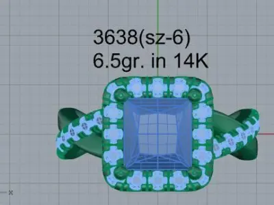 Square Halo Twisted Ring 3638 3D print model