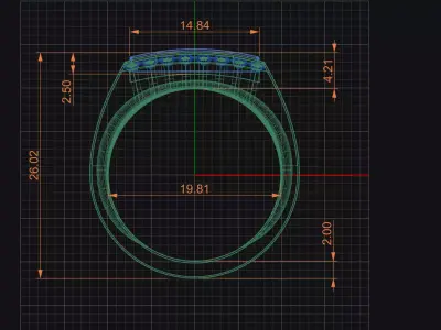 Signet Ring Model Opal Inlay and Channel Set Diamonds 3D print model