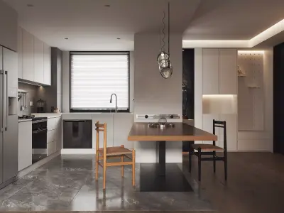 Modern living room dining room interior scenes 570 3D model