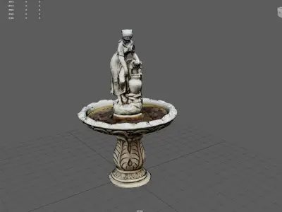 Rustic Lady Water Fountain Sculpture Low-poly 3D model