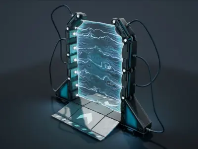 Teleporter futuristic device with lights Low-poly 3D model