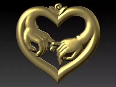 Hand Hands and Fingers Love Heart CNC files Art Wall Relief 3D print model