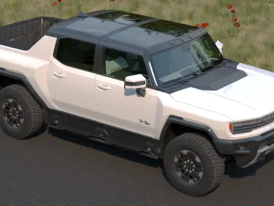 GMC Hummer EV PICKUP Lights Off Rigged for Cinema 4D 3D model