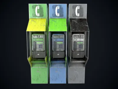Payphone Dirty different colors Low-poly 3D model