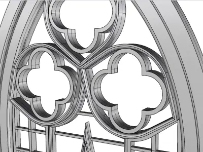 Gothic Stone Window 3D Model 3D model
