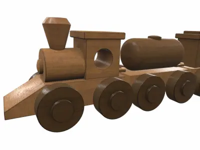 Wooden train toy 3 Free 3D model