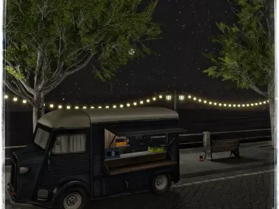 Waterfront Blender Scene - NIGHT 3D model