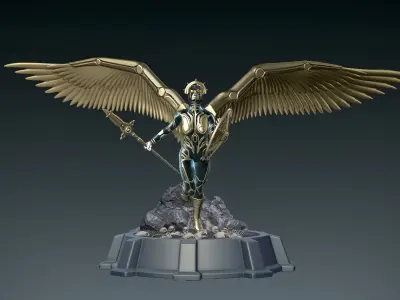 Valkirie statue of angel with wings 3D print model