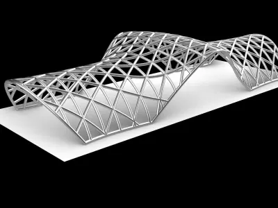 Pavilion Triangulated Wireframe Architecture Parametric v2 3D model