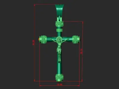 A CROSS WITH A CRUCIFIX AND CABOCHONS 3D print model