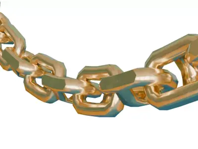 Gold Link Chain Low Poly 3D Model Low-poly 3D model
