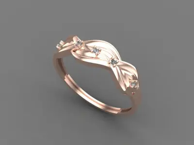 Women Ring Diamond Stone STL 3DM Lightweight Printable 3D print model 60
