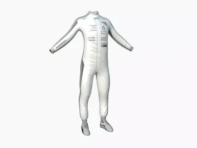 Racing Pilot Uniform A08 Gray - Character Clothing Design Low-poly 3D model
