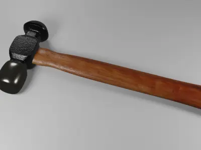 Hammer wooden with handle 3D model