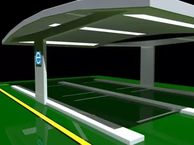 Electric Vehicle Car Charging Station without Charging Units 2 3D model