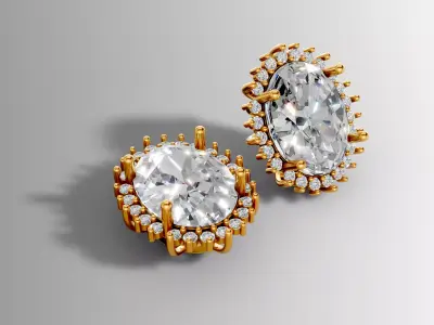 Gold Halo Diamond Pendant  3D Printable Design 3D print model