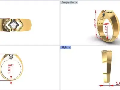 engagement ring 3D print model 14