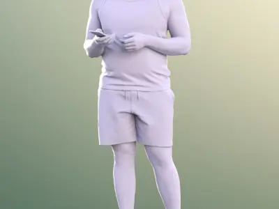 Sahir 11032 - Athletic Man Listening Music With Headphones Low-poly 3D model