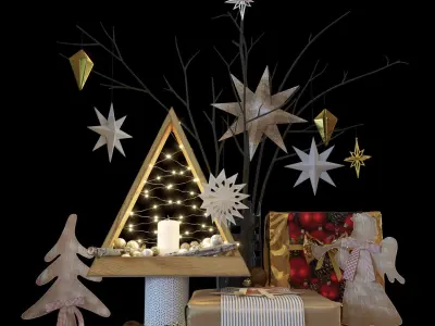 New Year Decor Set Low-poly 3D model